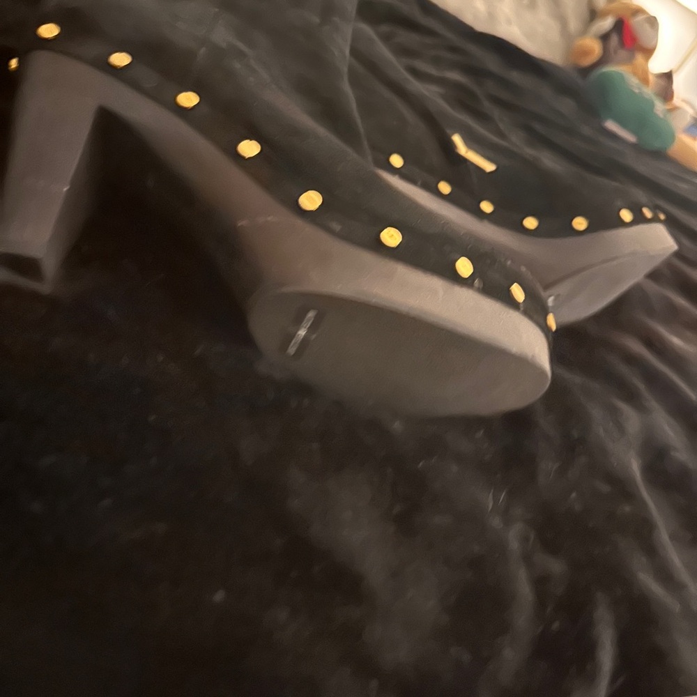 Veronica Beard Black Boots with Gold Studs